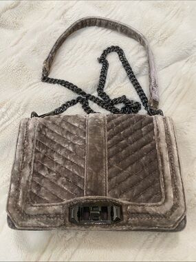 Rebecca Minkoff Vintage Quilted Velvet Shoulder Bag in Taupe